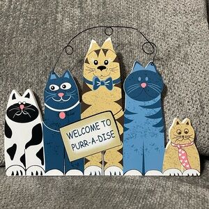 “Welcome to Purr-a-dise” Cat Decorative Sign Wall Decor